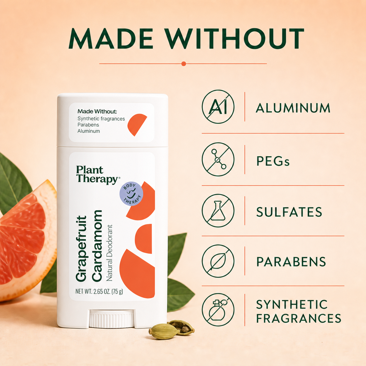 Grapefruit Cardamom Natural Deodorant