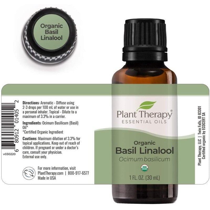 Plant Therapy Basil Linalool Organic Essential Oil