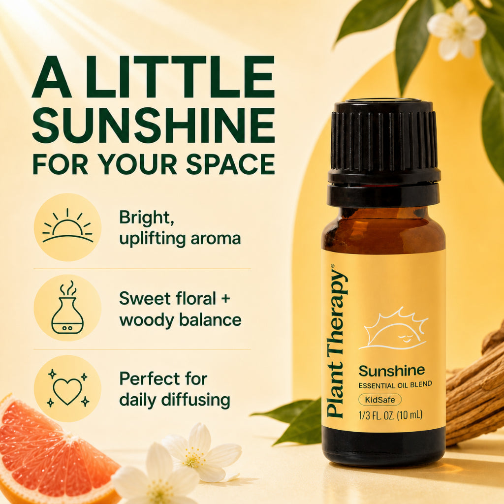 Plant Therapy Sunshine Essential Oil Blend | Sweet Floral & Woody Aroma | Relaxing Aromatherapy Diffuser Oil