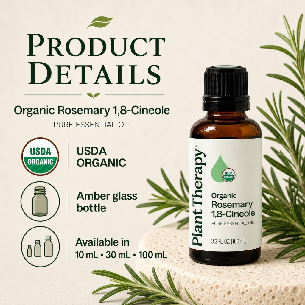 Plant Therapy Organic Rosemary 1,8-Cineole Essential Oil