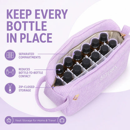 Purple Corduroy Essential Oil Case – 14 Slot product image 7 – Nature Therapy Singapore