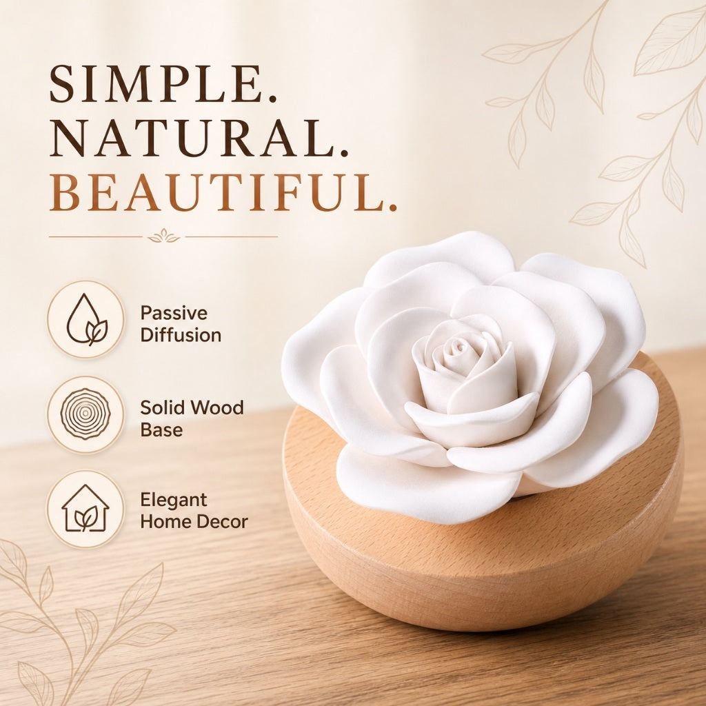 Passive Flower Diffuser with Solid Wood Base