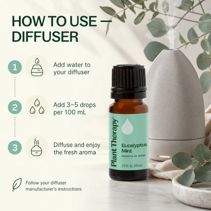 Plant Therapy Eucalyptus Mint Essential Oil Blend | Refreshing Spa Aroma | Aromatherapy Diffuser &amp; Massage Oil