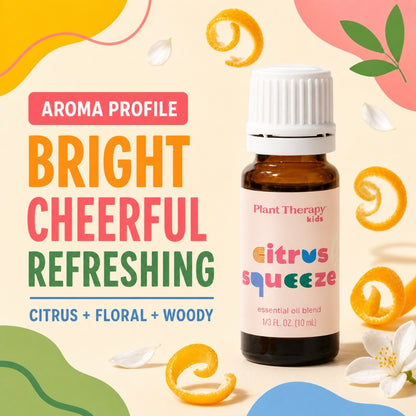Plant Therapy Citrus Squeeze KidSafe Essential Oil Blend | Uplifting Citrus &amp; Floral Aroma | Diffuser Oil for Home