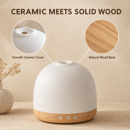 Ceramic Essential Oil Diffuser | Aroma Humidifier | Long-Lasting Mist | Auto Shut-Off Timer | Warm Ambient Light