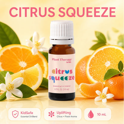Plant Therapy Citrus Squeeze KidSafe Essential Oil Blend | Uplifting Citrus &amp; Floral Aroma | Diffuser Oil for Home