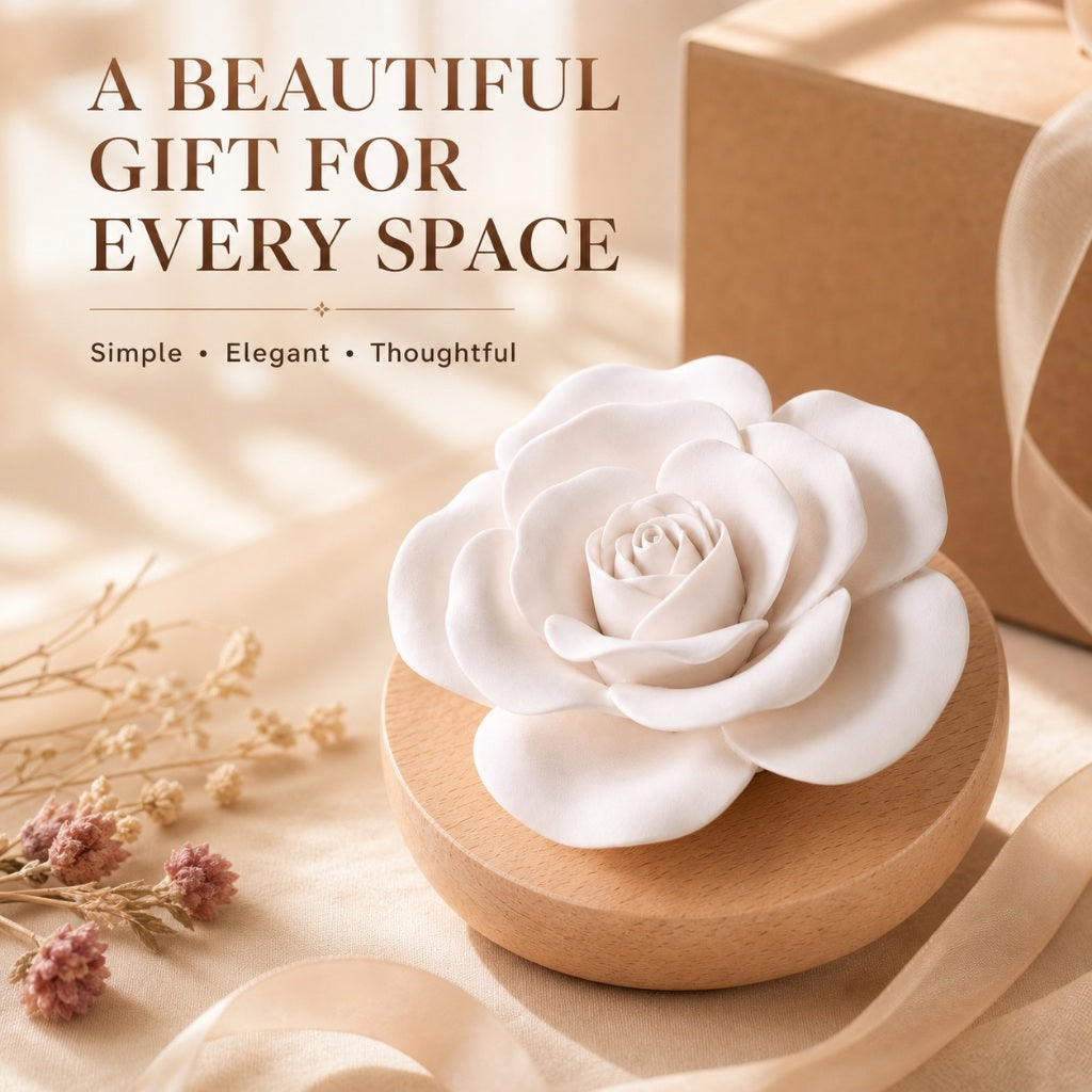 Passive Flower Diffuser with Solid Wood Base