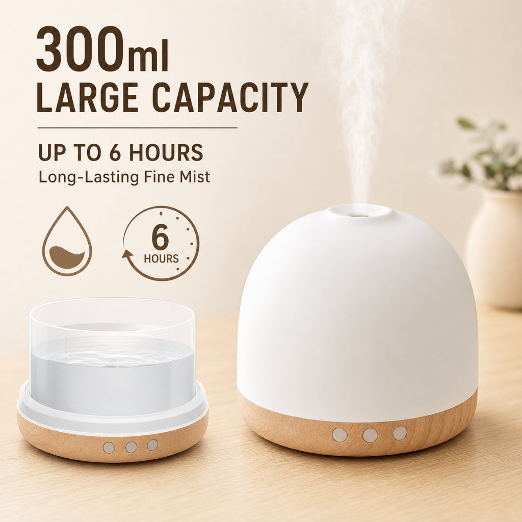 Ceramic Essential Oil Diffuser | Aroma Humidifier | Long-Lasting Mist | Auto Shut-Off Timer | Warm Ambient Light