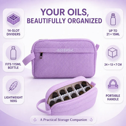 Purple Corduroy Essential Oil Case – 14 Slot product image 8 – Nature Therapy Singapore
