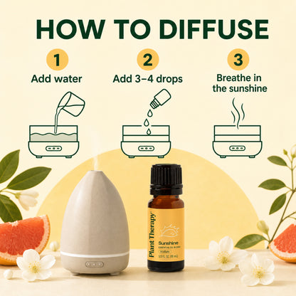 Plant Therapy Sunshine Essential Oil Blend | Sweet Floral &amp; Woody Aroma | Relaxing Aromatherapy Diffuser Oil