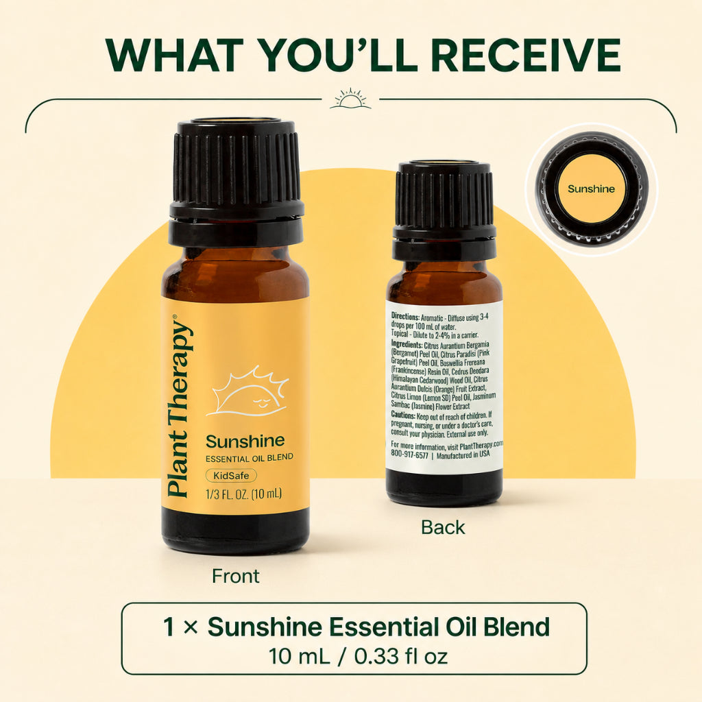 Plant Therapy Sunshine Essential Oil Blend | Sweet Floral &amp; Woody Aroma | Relaxing Aromatherapy Diffuser Oil