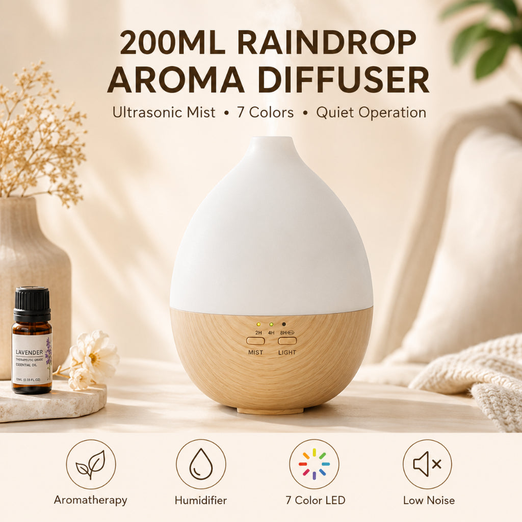 200ml Raindrop Style Ultrasonic Aroma Diffuser