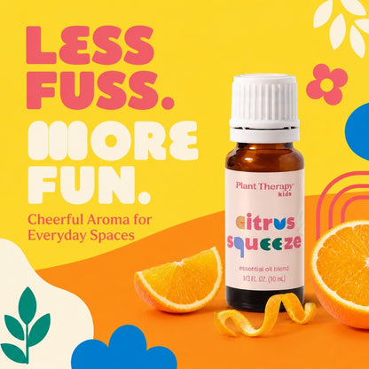 Plant Therapy Citrus Squeeze KidSafe Essential Oil Blend | Uplifting Citrus &amp; Floral Aroma | Diffuser Oil for Home