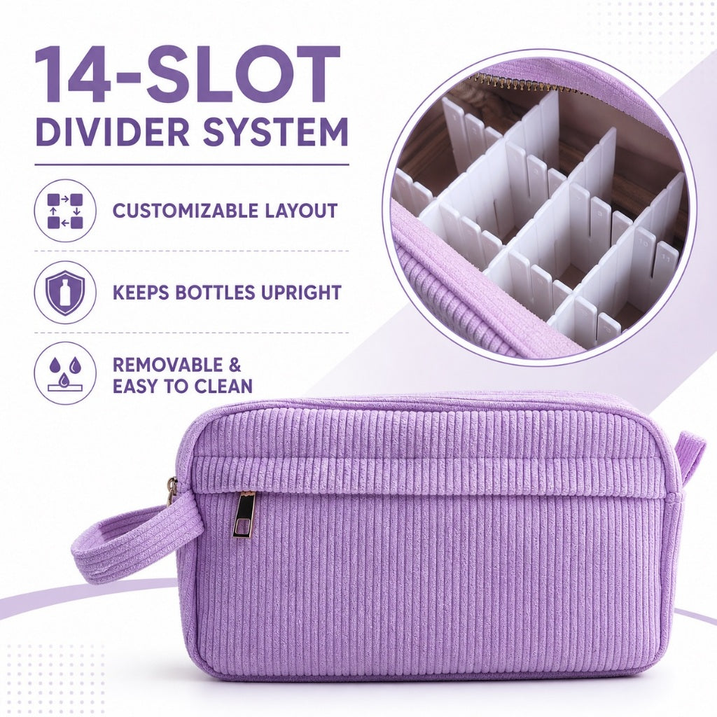 Purple Corduroy Essential Oil Case – 14 Slot product image 3 – Nature Therapy Singapore