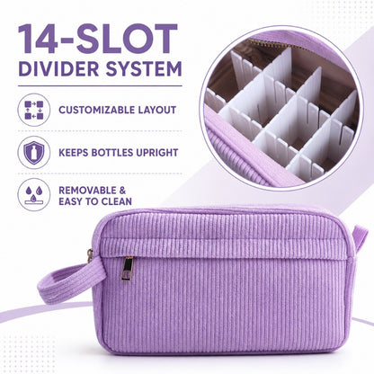 Purple Corduroy Essential Oil Case – 14 Slot product image 3 – Nature Therapy Singapore