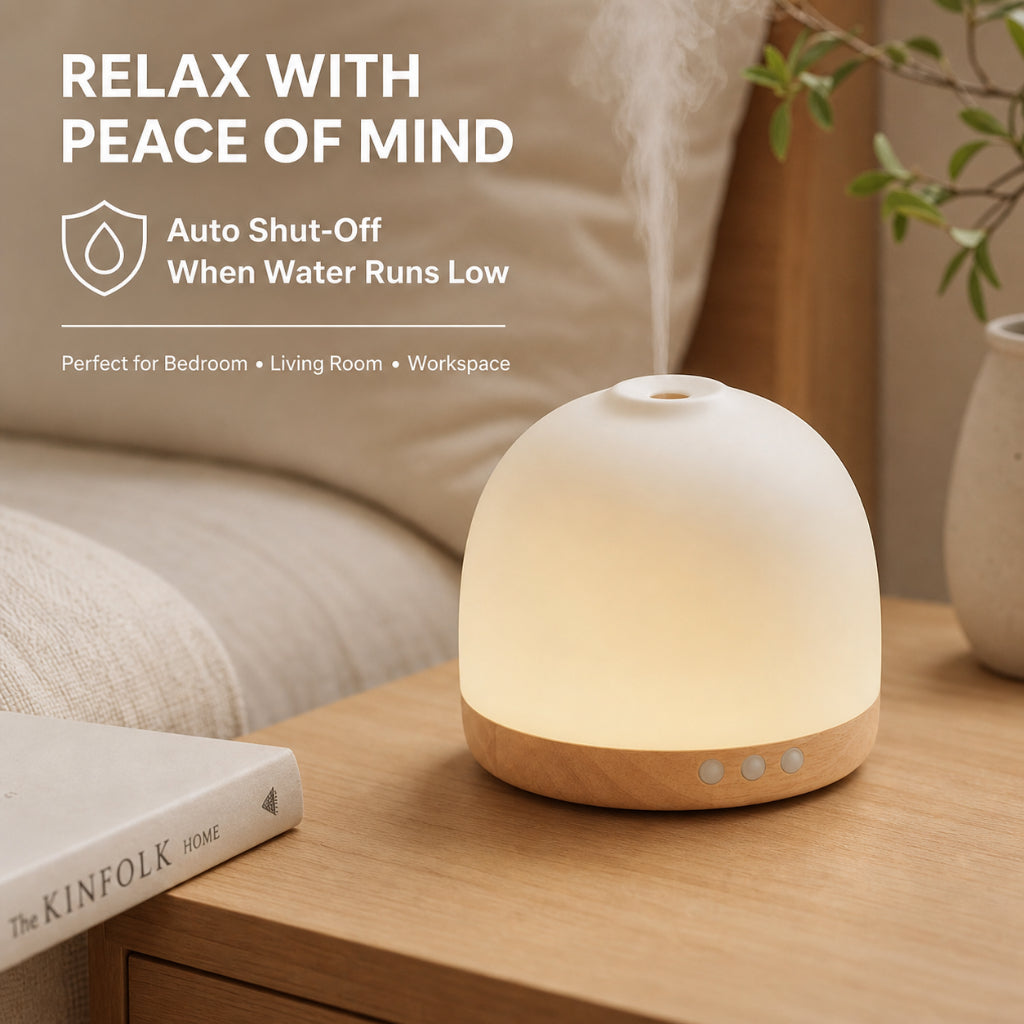 Ceramic Essential Oil Diffuser | Aroma Humidifier | Long-Lasting Mist | Auto Shut-Off Timer | Warm Ambient Light