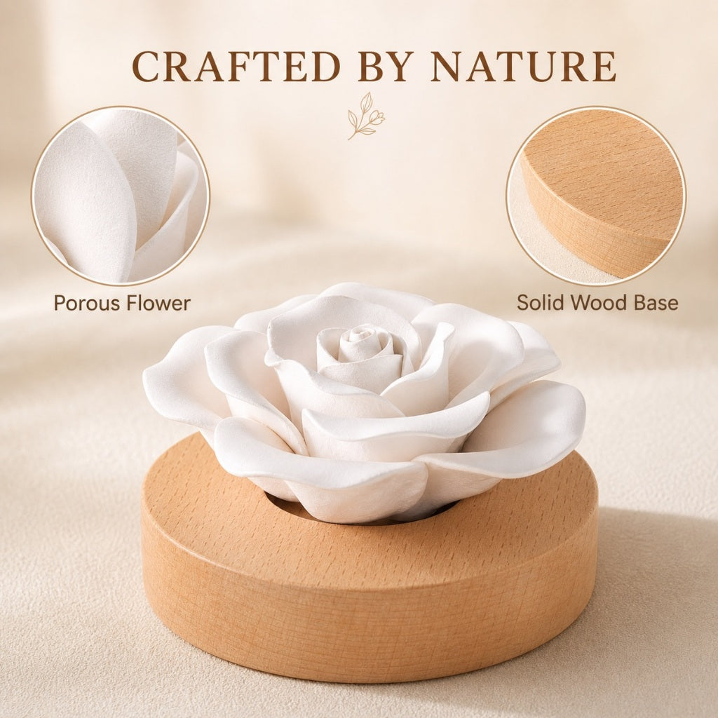 Passive Flower Diffuser with Solid Wood Base