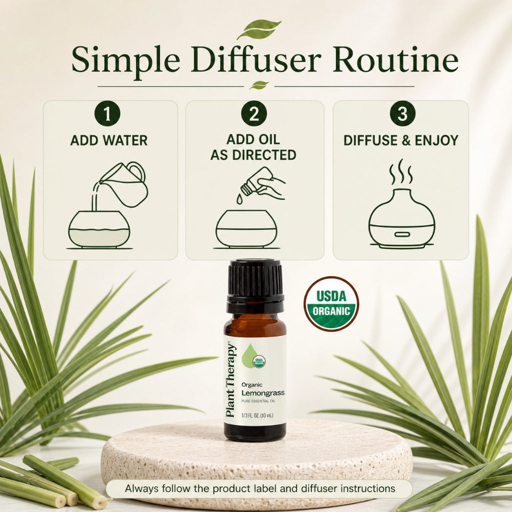 Plant Therapy Organic Lemongrass Essential Oil
