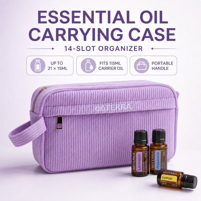 Purple Corduroy Essential Oil Case – 14 Slot product image 1 – Nature Therapy Singapore