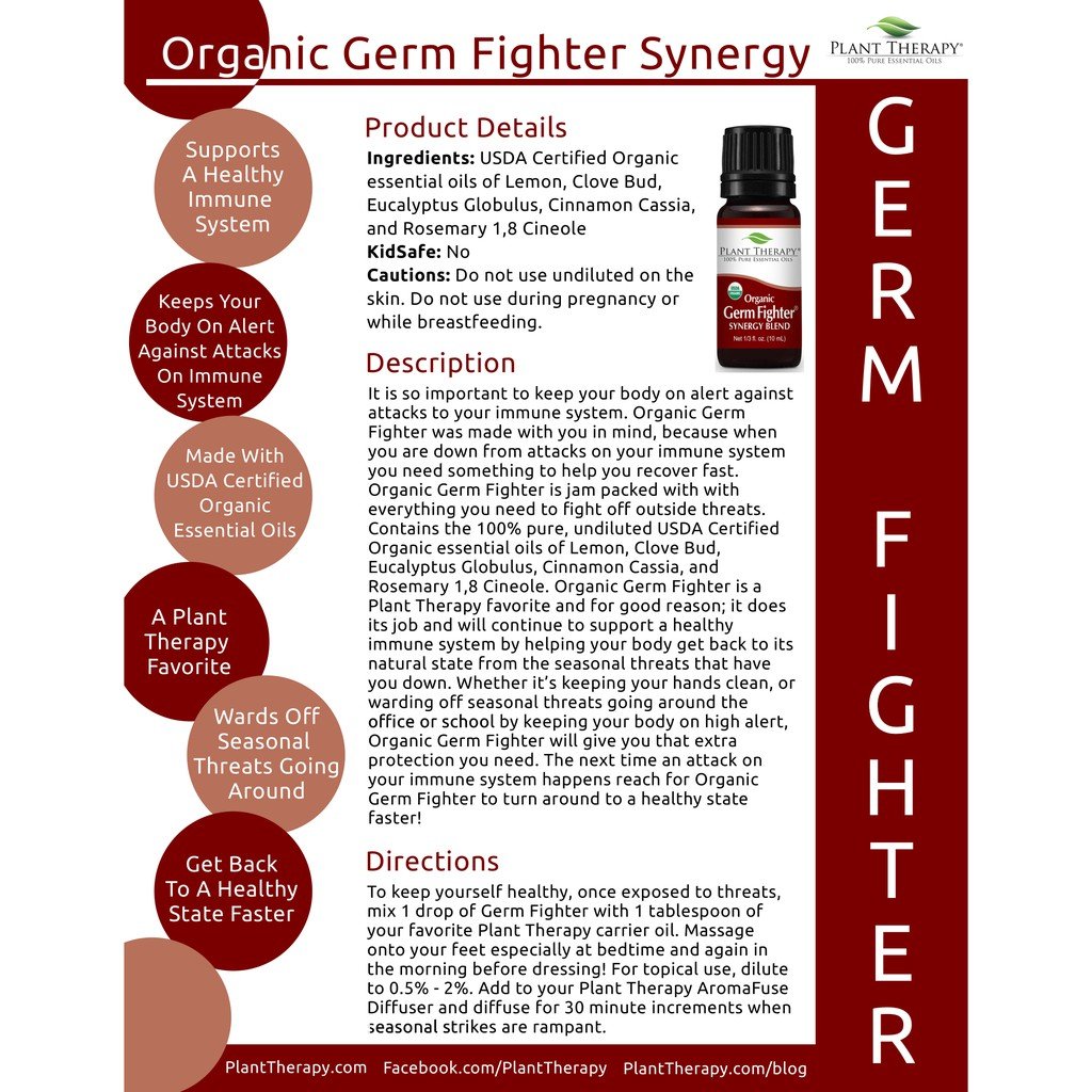 Plant Therapy Germ Fighter Organic Synergy Essential Oil 10ml